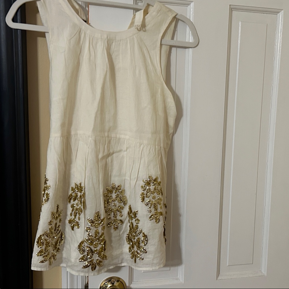 Maeve Cream top with sequins